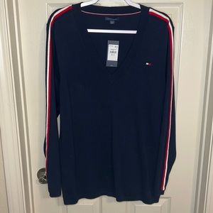 NWT Tommy Hilfiger V-neck sweater navy blue XXL